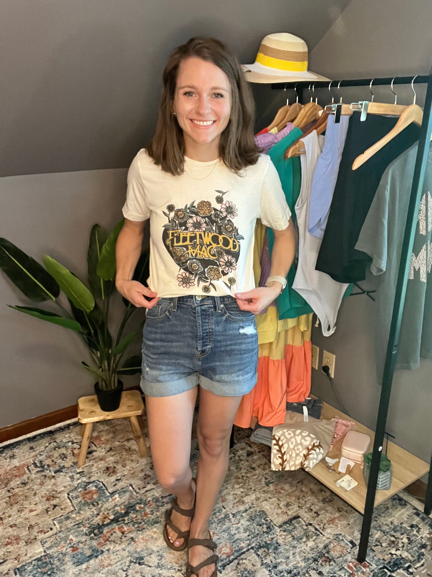 fleetwood mac graphic tee with olivia high rise shorts